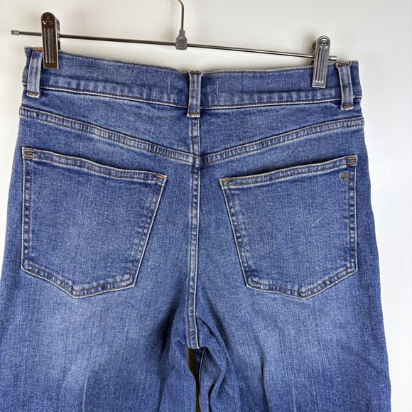 Madewell Flared Wide-Leg Jeans Medium Wash Raw Hem High Rise Women Size 27 - Picture 6 of 16